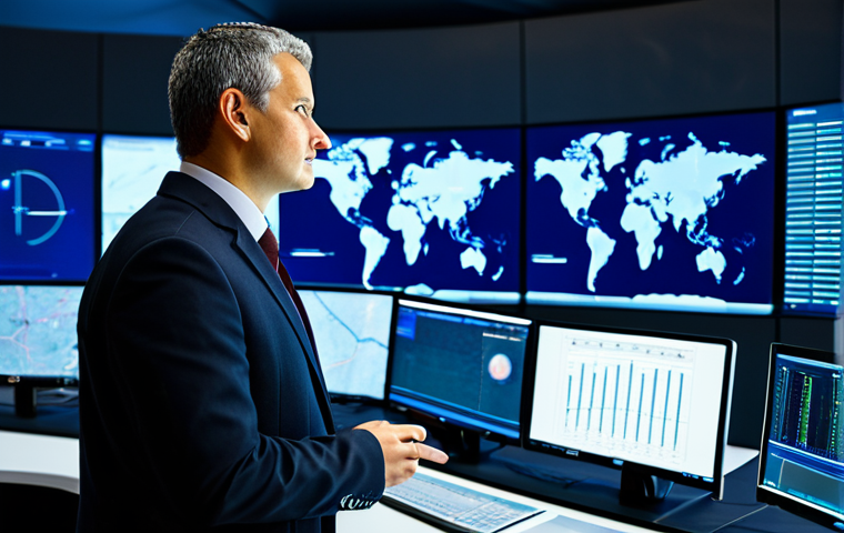 A professional Media Technology Engineer in a modern, modest business suit, standing confidently in a global streaming control center. Large, curved screens behind them display intricate data streams, network maps connecting major cities like Paris, New York, and Singapore, and vibrant digital content. The engineer's posture is engaged, observing the complex systems. The setting is high-tech, showcasing global connectivity and advanced data management. Fully clothed, appropriate attire, safe for work, perfect anatomy, correct proportions, natural pose, well-formed hands, proper finger count, natural body proportions, professional photography, high quality.