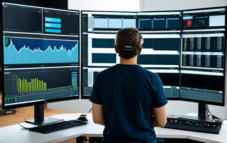 A focused media professional, fully clothed in modest, contemporary business attire, intently operating a multi-screen workstation in a modern, well-lit media production studio. One screen displays advanced video editing software interfaces, another shows data visualizations related to content consumption, and a third subtly hints at immersive AR/VR elements. High-tech camera equipment and professional audio gear are visible in the background, signifying expertise in production tools. The environment is clean and professional, emphasizing innovation and technological mastery. safe for work, appropriate content, fully clothed, professional, perfect anatomy, correct proportions, natural pose, well-formed hands, proper finger count, natural body proportions.