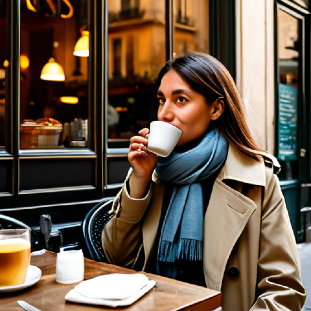 미디어기술사와 OTT 서비스 - Parisian Caf&eacute; Scene**

"A cozy Parisian caf&eacute; at sunset, with a fully clothed woman wearing a stylish...