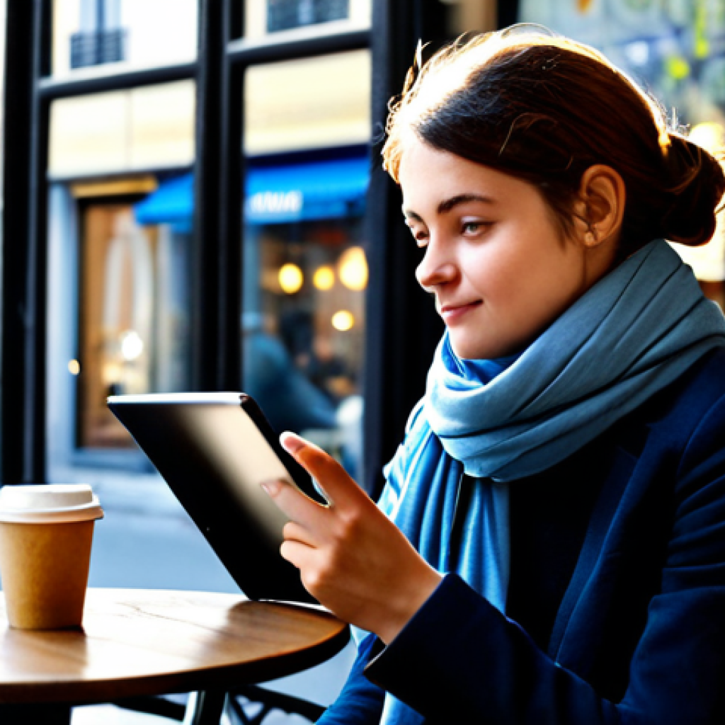 미디어기술사와 방송 기술의 발전 - Streaming Revolution**

"A young Parisian sitting at a cafe table, using a tablet to stream a movie....