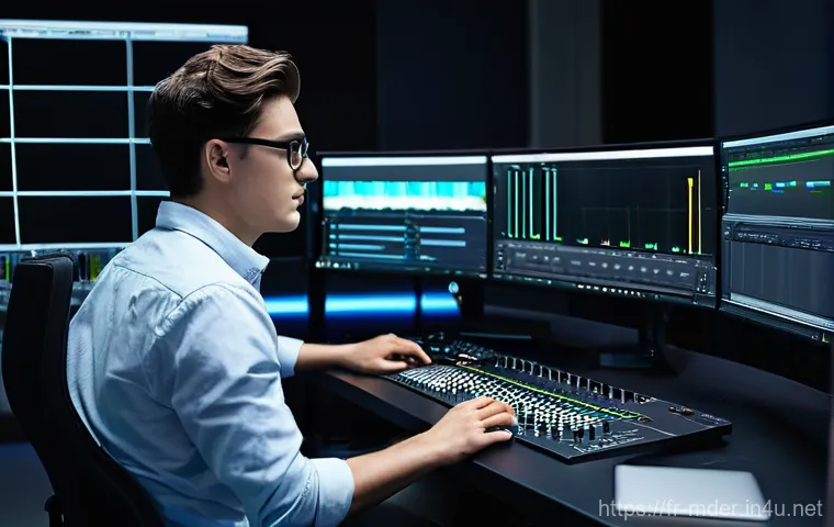 미디어기술사 중점 과목 정리 - **Prompt: The Craft of Post-Production Excellence**
"A highly detailed, cinematic shot of a youn...