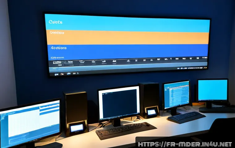미디어기술사와 데이터 관리 시스템 - Photorealistic modern media technology control room in Paris, France, with a French audiovisual tech...