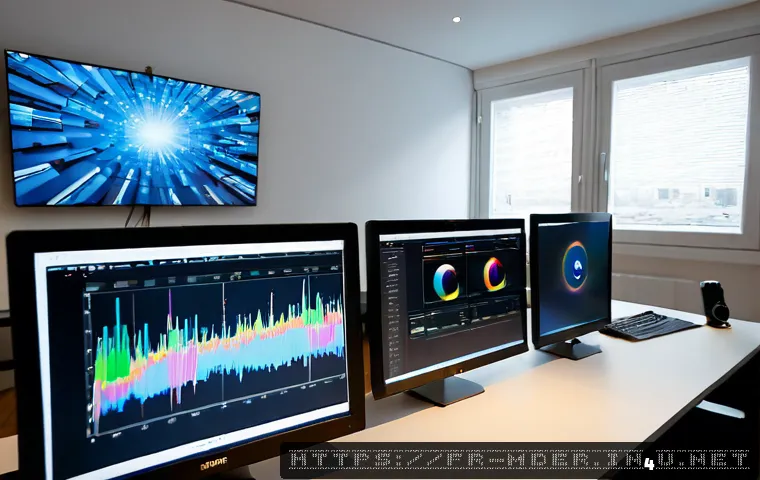 미디어기술사와 빅데이터 분석 - Photorealistic modern media technology studio in Paris, a French data analyst and audiovisual engine...